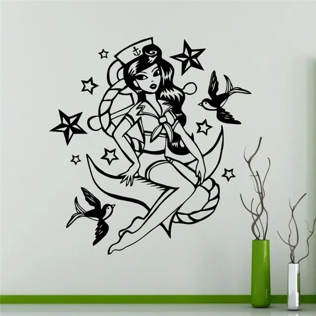 Chica Sirena Pared Vinilo Etiqueta Marina Del Mar Pegatina De