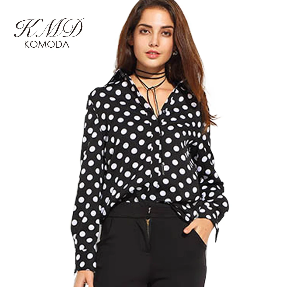 Popular Black White Polka Dot Shirt Blouses-Buy Cheap