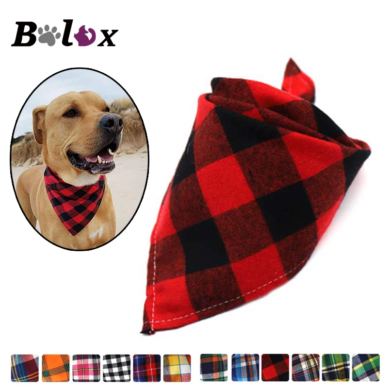 Reversible Dog Bandana Cotton linen Plaid Pet Trianguar bandage Scarf Bow ties Collar Square Cat dog Decoration Accessories