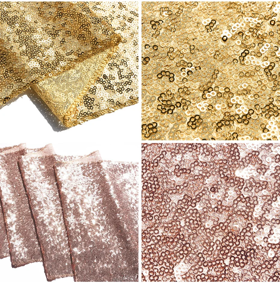 Gold Silver Rose Sequin Table Runners Glitter Sparkle Glam Tableclothes for Wedding Party Banquet Christmas Home Decor