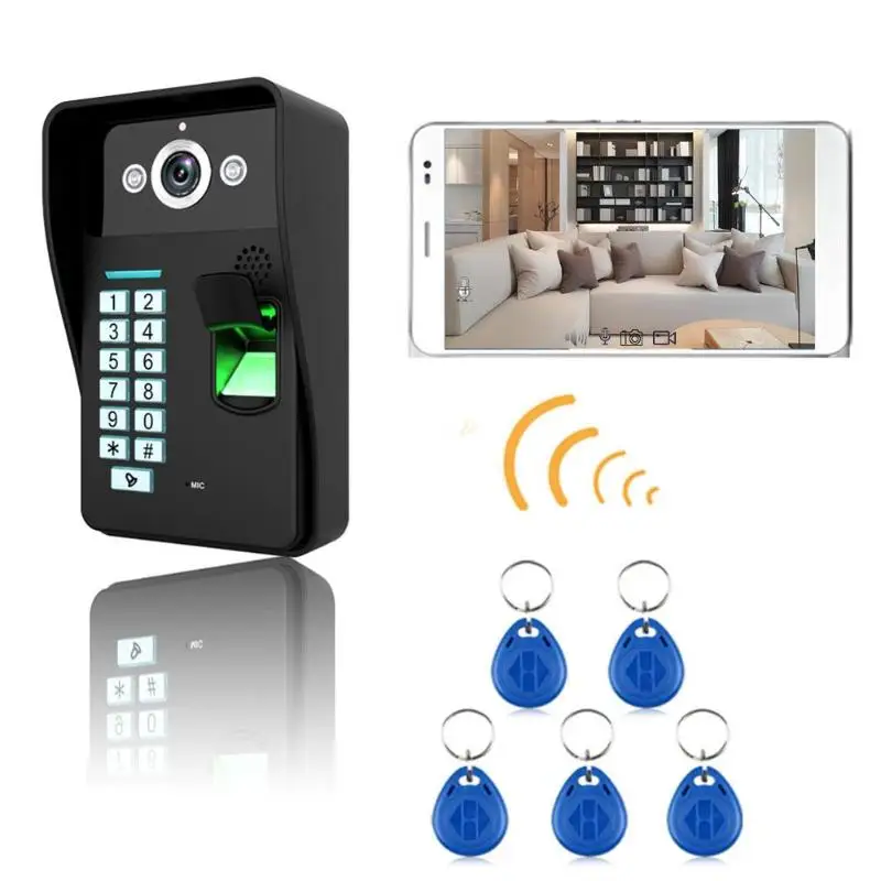 

Home Wireless Doorbell WiFi Remote Video Camera Visual Phone Intercom 1280*720 1.0MP Support Fingerprint Identification