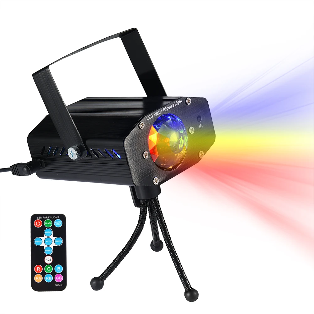 

Portable Water Wave Lights Compact Ripple Projector with Remote Controller 3 Lighting Modes Various Color Sound Activated