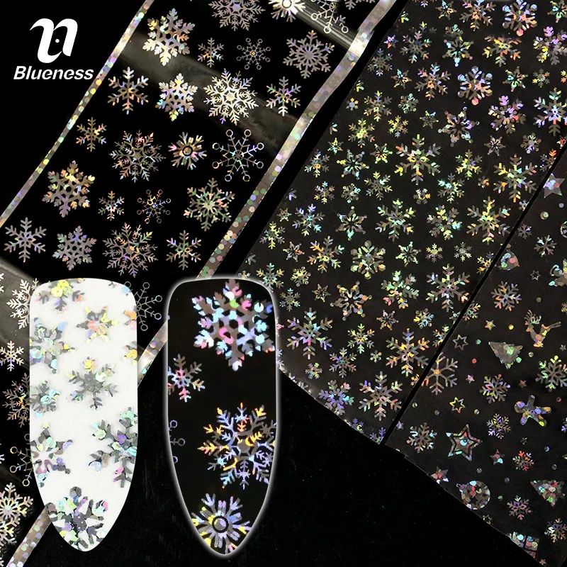 

Blueness 4*100cm/Roll Christmas Laser Nail Art Starry Decals Design Nails Transfer Foil Stickers Beauty Manicure Decorations