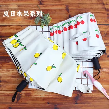 

Fashion New Japan umbrella 3 folding 8K Sun Rain UV Non-automatic umbrella For Women Fruit Fresh Paraguas umbrella