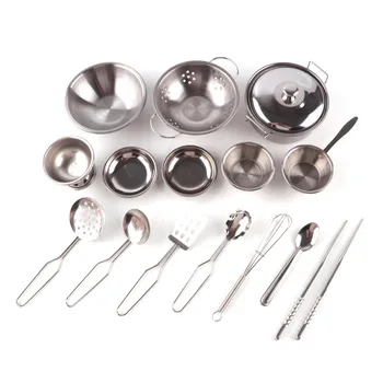

Kitchen Toys Mini Pretend Tools Set Simulation Play House educational Stainless Steel Cooking Pots Pans Food Kids Babies Gifts