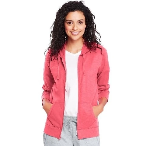 Hanes O9249 Womens Slub Jersey Hoodies Briny Pink - 2XL (1)