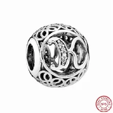 Алфавит K бусины в винтажном стиле шрифт ясно CZ для женщин ювелирных изделий DIY Fit PANDORA талисманы Серебро 925 LE015-K