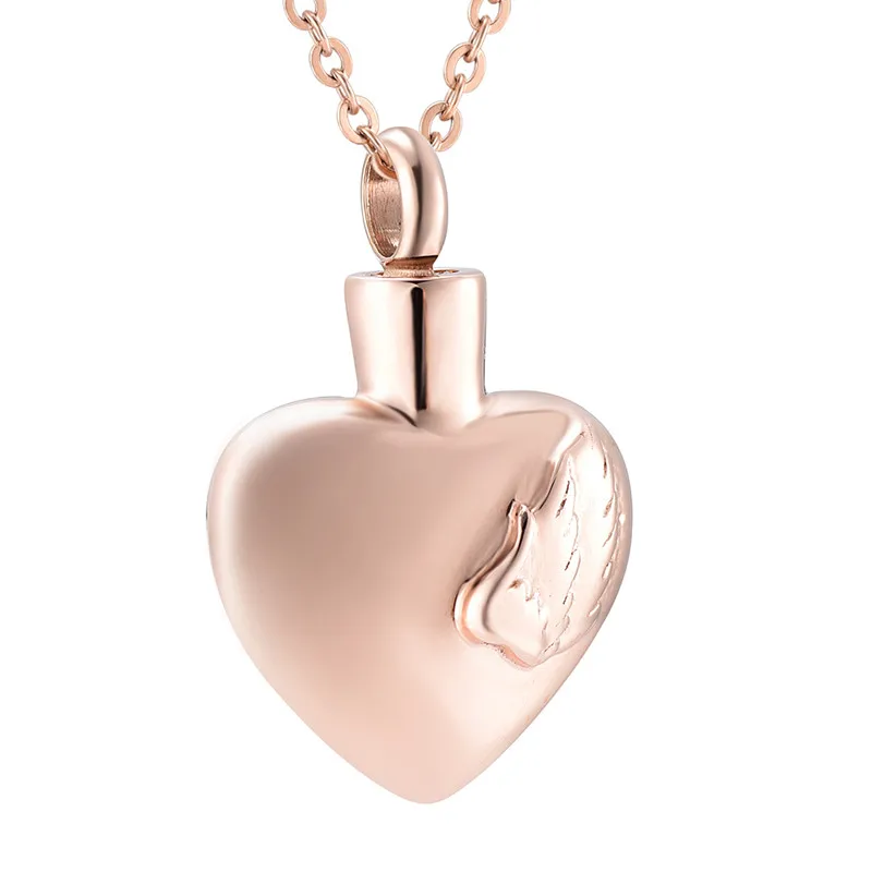 Cremation Jewelry For Ashes Angel Wing Heart Urn Necklace For