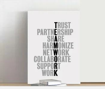 

1 Piece printed Painting TRUST PARTNERSHIP SHARE HARMONIZE NETWORK COLLABORATE SUPPORT WORK The Box Framed Canvas Wall Art