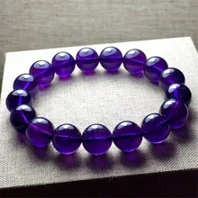 Натуральный аметистовый браслет 12 мм Женская мода стрейч целебный хрустальный круглый шарик Natual аметистовый браслет AAAAA