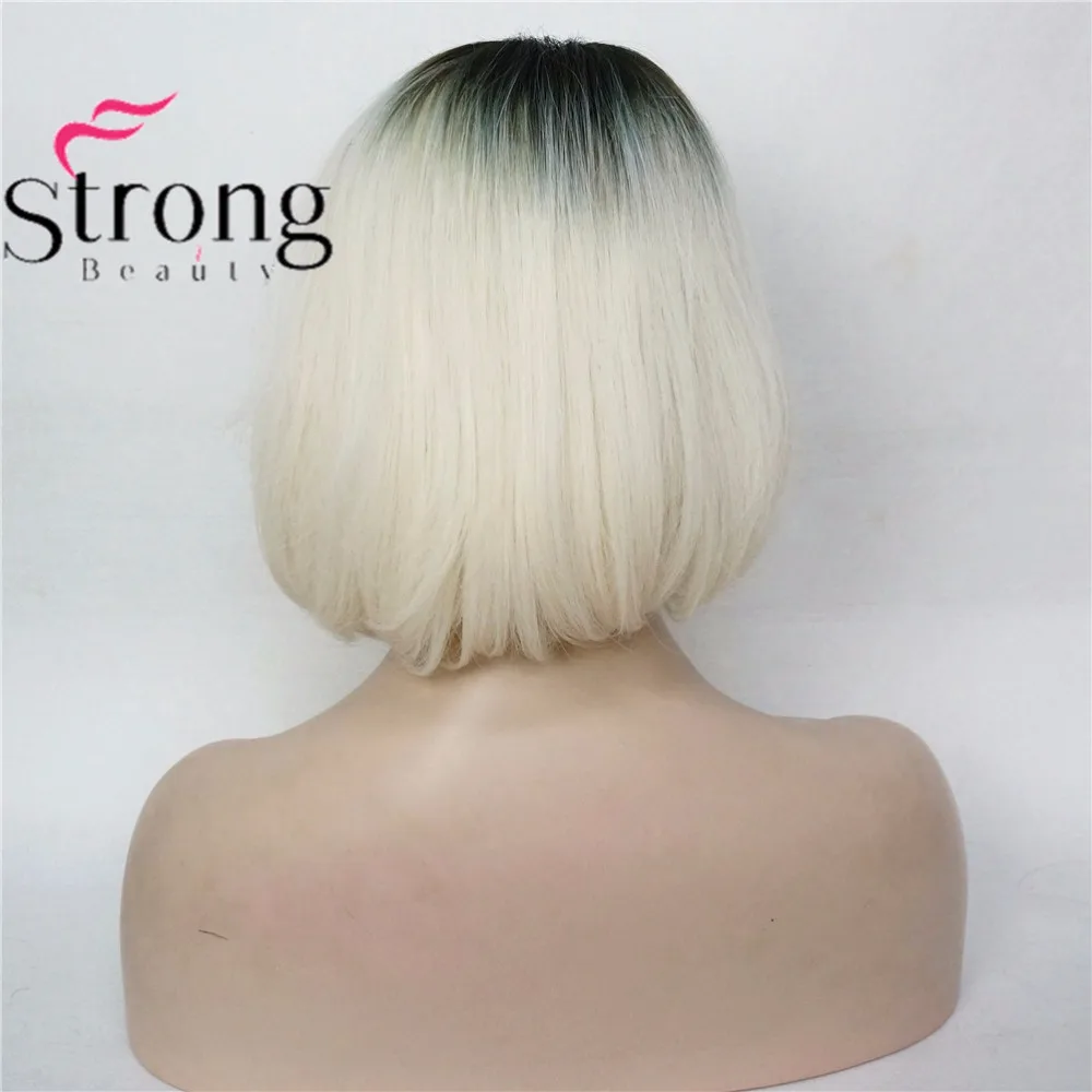 StrongBeauty женский Омбре Боб стиль короткий прямой волос парик Платиновые