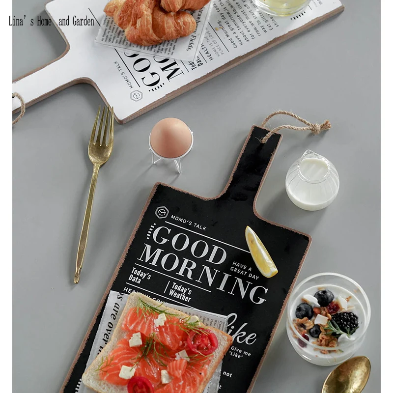 paddle black white double sides wood vintage bread cutting board