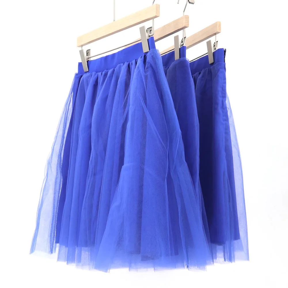 Синий Тюлевая юбка женские бальный наряд однотонная повседневная обувь с завышенной талией женские, с завышенной талией со скрытой застежкой-молнией на 4 слойные балетки, юбка с рисунком «Школа Монстер Хай» весенняя