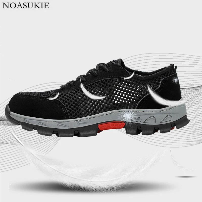 

Summer Men Tennis Steel Safety Shoes Mesh Breathable Lightweight Work Shoes Sneakers Casual Steel Toe Shoes Sicherheitsschuhe
