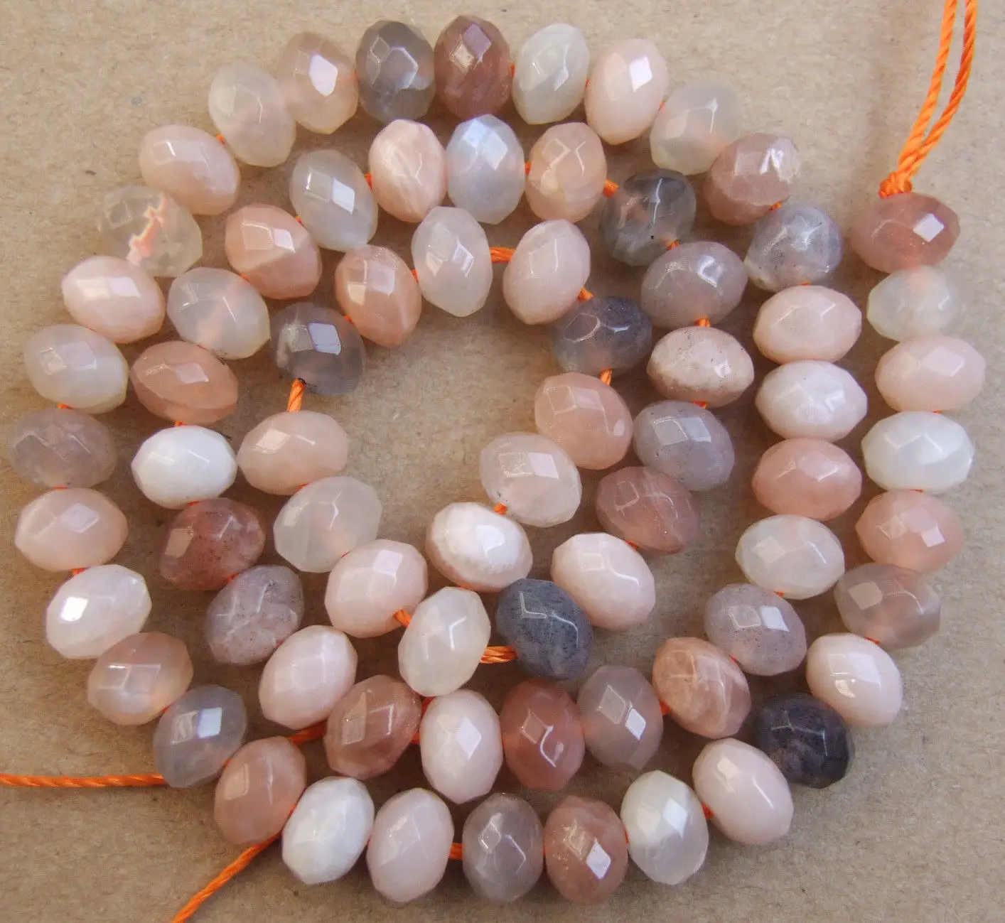 

5x8MM Natural Multicolore Sunstone Faceted Rondelle Loose Beads 15"