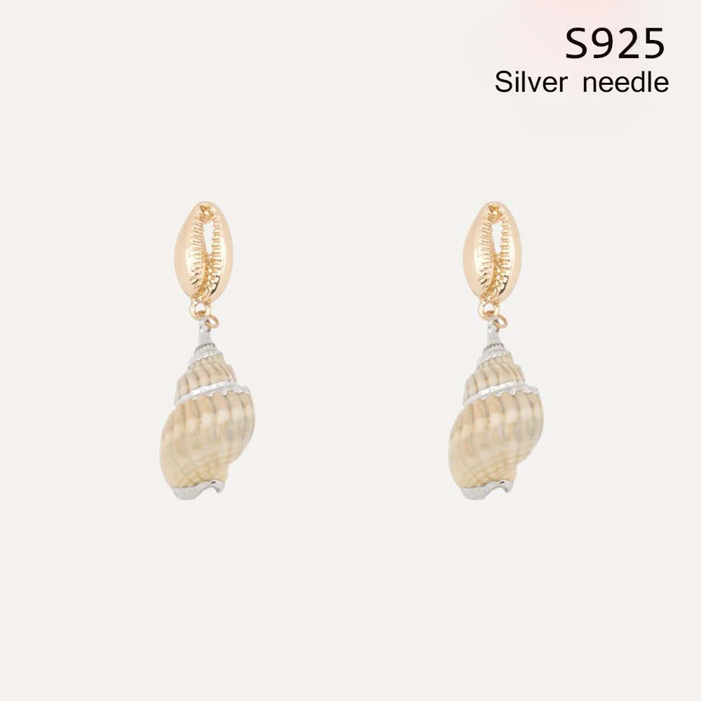 

2019 Fashion Drop Metal Alloy Shell Earrings For Women's Korean In Boho Jewelry Female Statement New Girls Silver Needle Earings