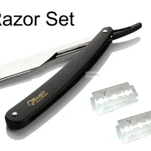 1 Набор, мужские прямые парикмахерские бритвы с 10 шт двойными лезвиями, безопасные картриджи, складной нож для бритья, инструменты для удаления волос с бороды
