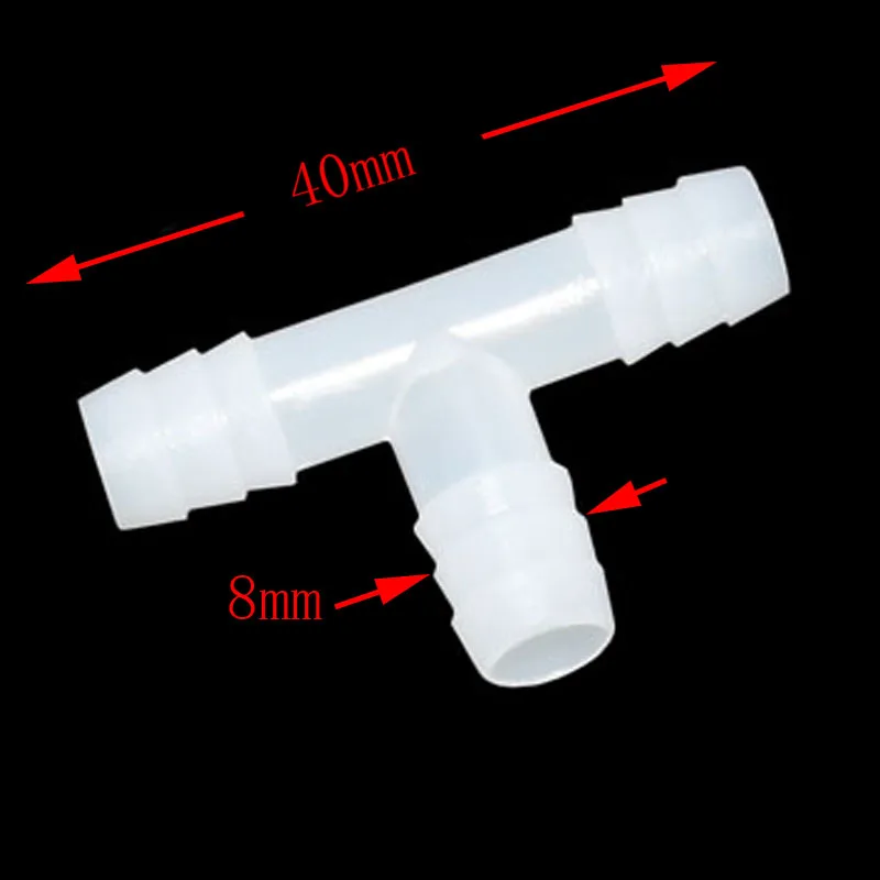 100 pcs Poultry farming ABS Tee tube 8mm Chicken Rabbit Quail Doves Pets And Other Poultry Nipple Drinker Mounting Connector - Цвет: Белый