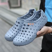 Мужские летние пляжные шлепанцы; садовая обувь; сандалии; цвет черный, белый, серый; уличные Лоферы без застежки; Мужская обувь; zapatillas hombre Sapato Masculino