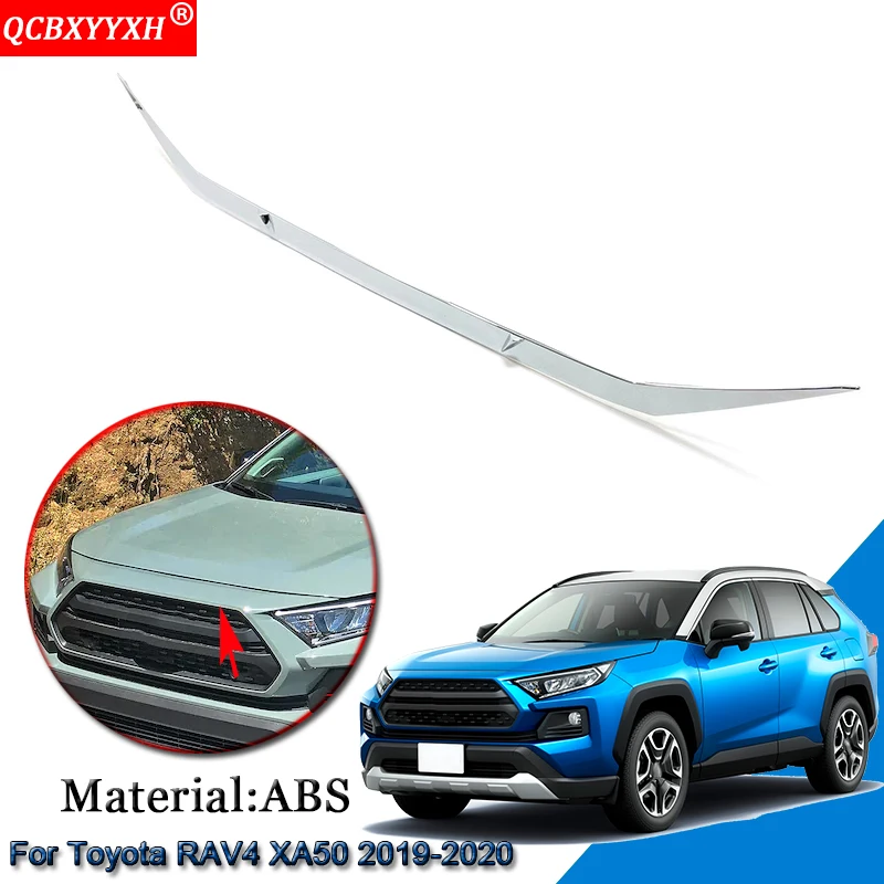 

Car Styling ABS Chrome Front Grille Hood Engine Cover Trim External Sequins Sticker Accessories For Toyota RAV4 XA50 2019 2020