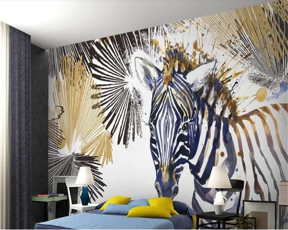 

beibehang wallpaper 3d Papel de parede 3d line watercolor zebra modern wallpaper home decor tv background wall papers home decor