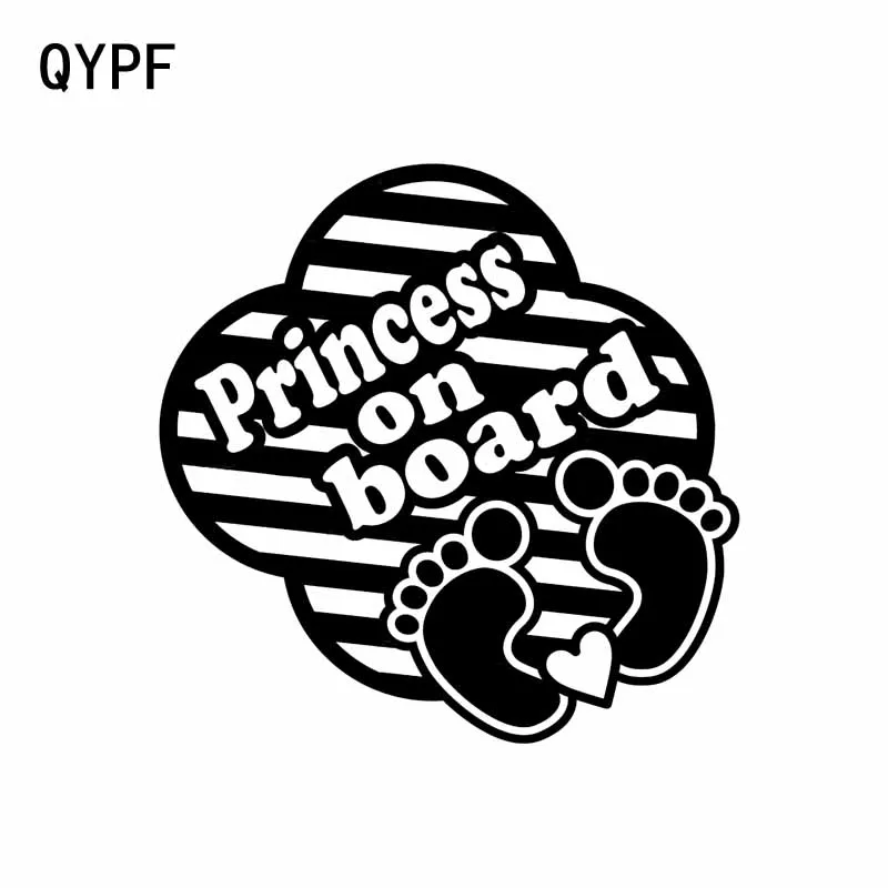 

QYPF 15CM*14.9CM Lovely Foot Print Car Decal Vinyl Sticker Princess On Board Black Sliver C14-0080