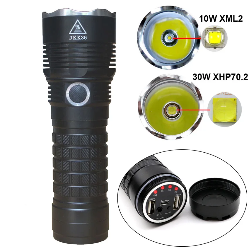 Powerful Rechargeable XM L2 XHP70 XHP70.2 SST40 LED Flashlight 18650
