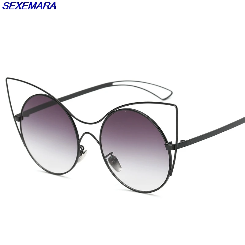 SexeMara Круглые Очки Uv400 Пластиковые Взрослых Cat Eye 50 Мм Мульти Женщины Черные
