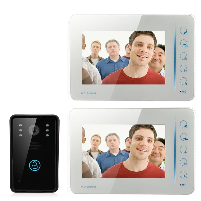 

ENNIO 7" Video Door Phone Intercom Doorbell Security CCTV Camera 2pcs Monitor Home Security With CCTV