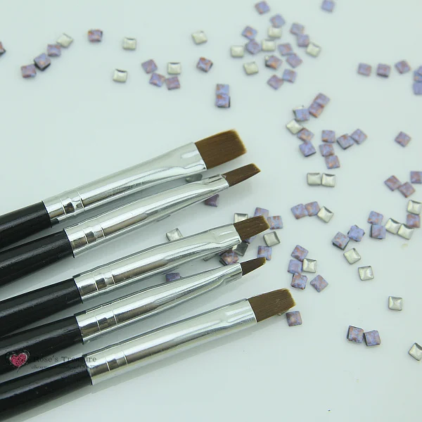 5pcs/lot Professional 5 Sizes Black Acrylic Nail Art Brush Set for UV