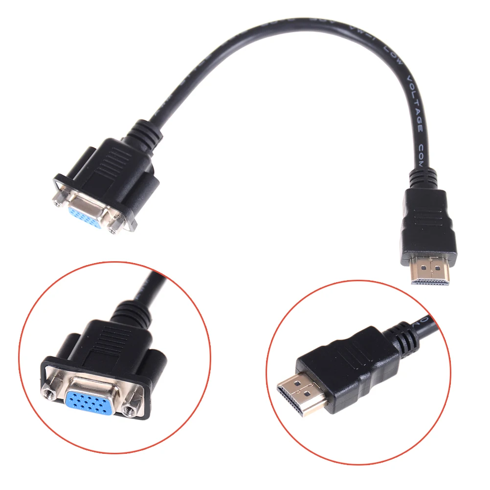 30cm 340MHZ 10.2Gbps HDMI Male to VGA D SUB 15 Pin Female Video Adapter