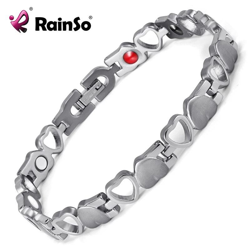 Высокое качество, новые аксессуары, серебряный Титановый стальной био браслет, магнитный браслет для поддержания здоровья для женщин, OSB-082SFIR