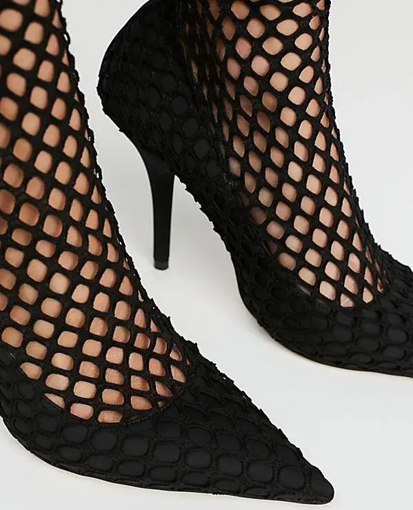 De Las Fiesta Bombas Alto Super Sexy Tacón Recortado Tamaño Primavera Pointy Misterio Toe Malla 42 Negro Zapatos Mujeres Caliente Señoras Estilo nn6qTPB