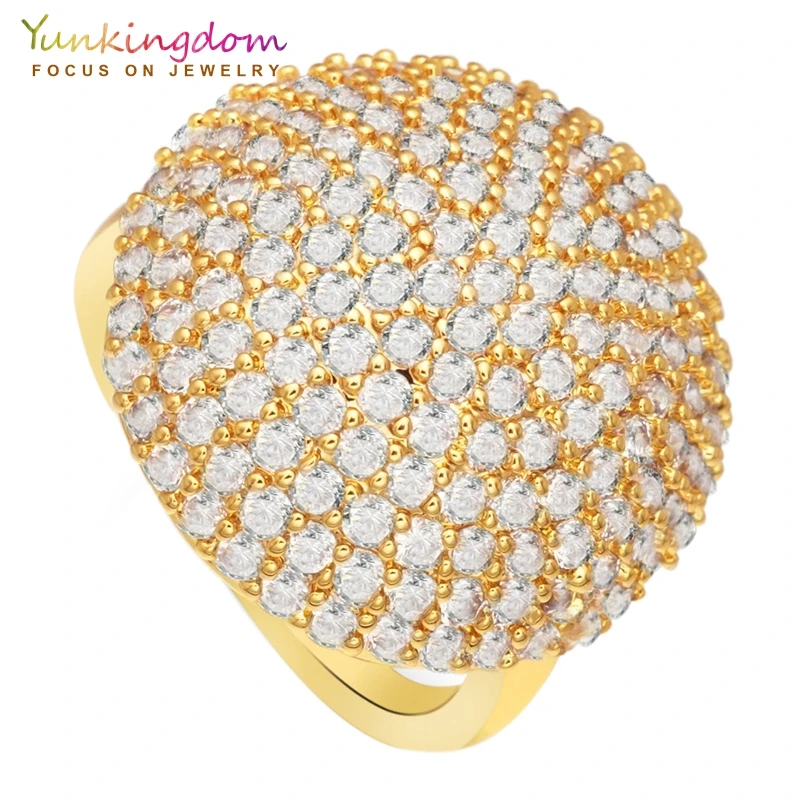 Luxury Big Rings for Women Full Pave Rhinestone Crystals Ring High Quality White Cubic Zirconia Fashion Womens Jewelry Rings