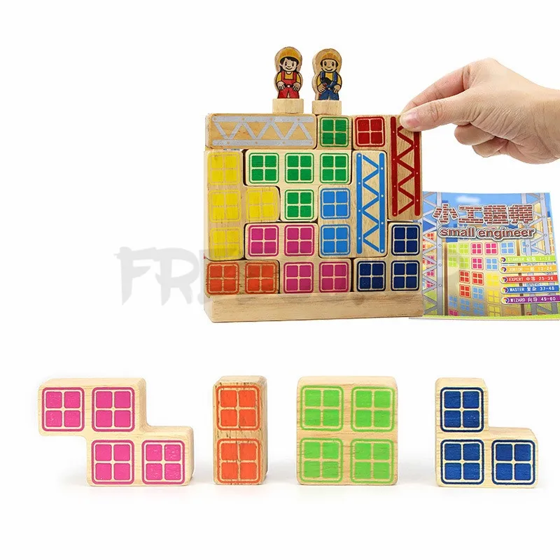 

Wooden Building Blocks Challenge Toy For Children 60 Challenge With Solution Family Board Game Jouet Enfant Intelligent Engineer