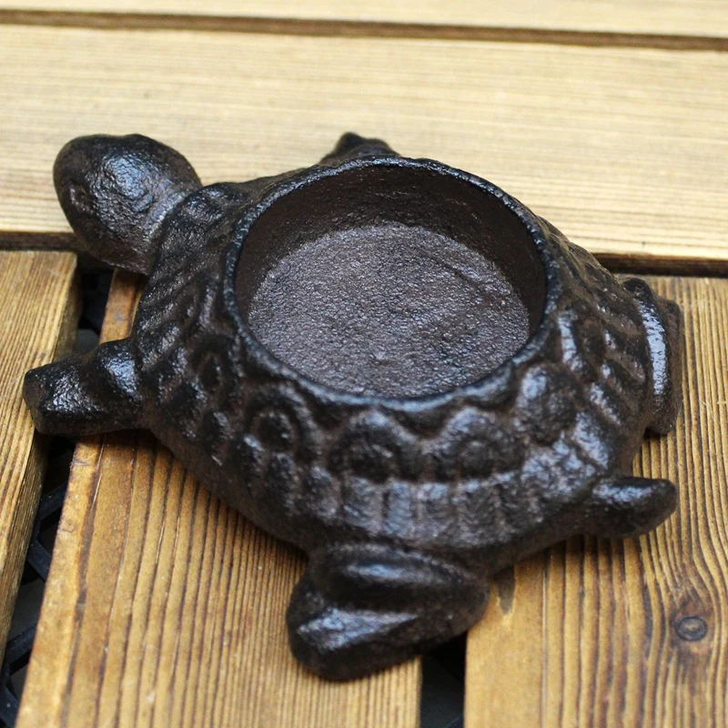 

Old Industrial Heavy Animal Accents Tortoise Design Cast Iron Tea Light Candle Holder