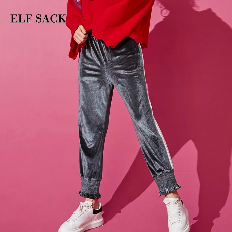 Женские брюки ELFSACK прямые с полосками по бокам 2019|Брюки |