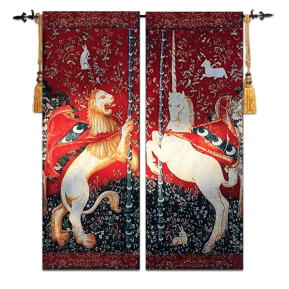 

Lion And Unicorn A Pair Belgium Art Wall Tapestry Wall Hanging Moroccan Decor Wall Cloth Tapestries Gobelin Wall Carpet tapiz