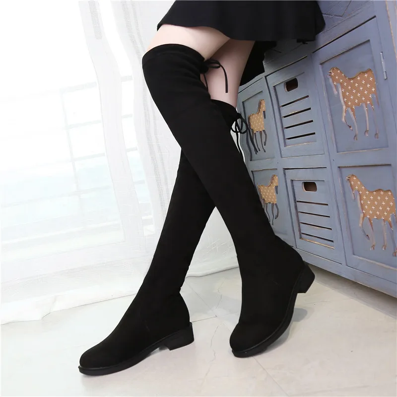 

Winter New Arrivals Women Shoes Over Knee Women Boots Short Plush Thigh High Boots Black Shoes Fashion Flat Snow Winter Boots