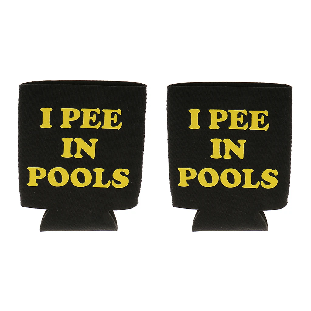 1 Pair I Pee in Pools Soda Beer Stubby Tin Can Cooler Chilling Holder Sleeve