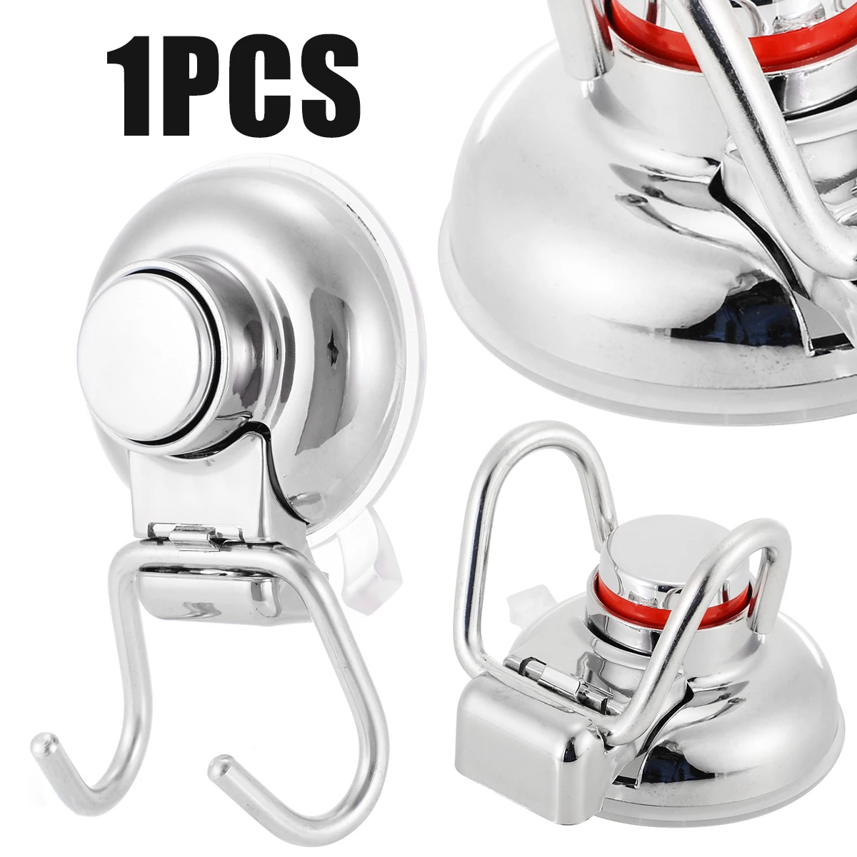 Mayitr Stainless Steel Double Hooks Powerful Vacuum Suction Cup Hook Hanger Holder Removable for Bathroom Kitchen Hanging Tool