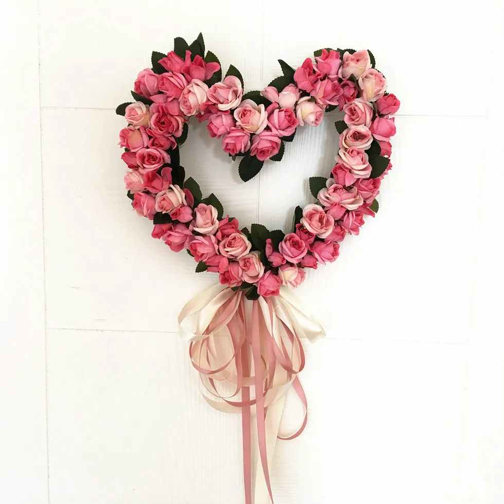 Artificial Flowers Rose Wedding Flowers Heart Shaped Door Wreaths