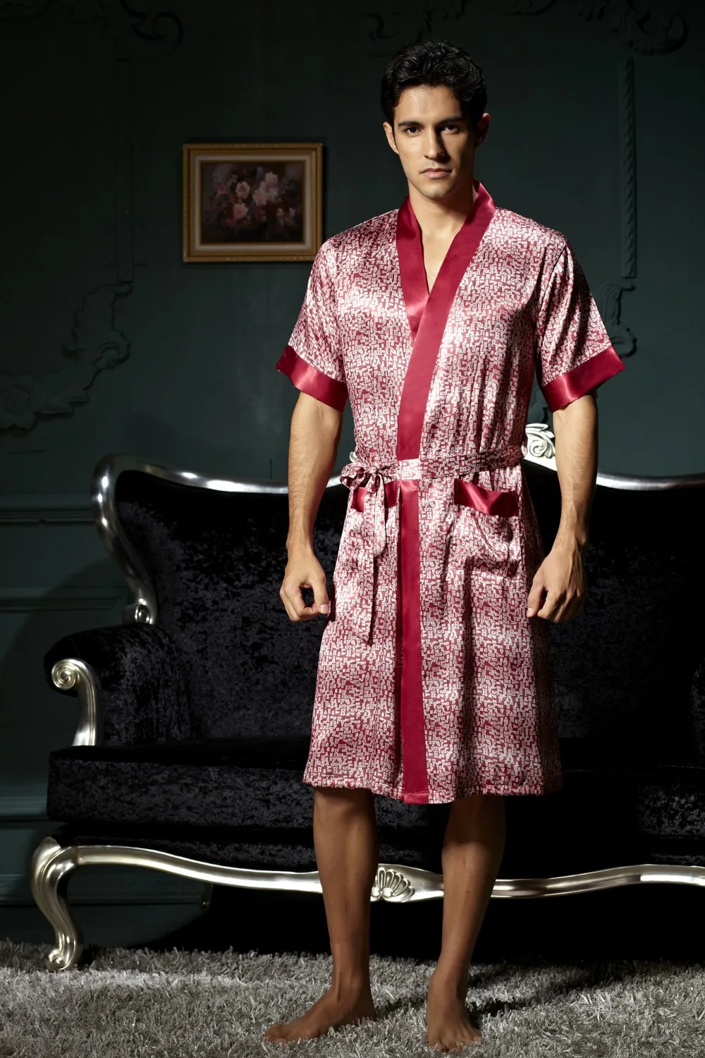 free-shipping-y-men-night-cloth-robe-pajamas-night-gown-set-lover