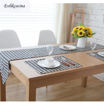 

Free Shipping Black White Plaid Table Runner Decoracion Mesa Hogar Cotton Linen Chemin De Table Tafelloper For Party Decor