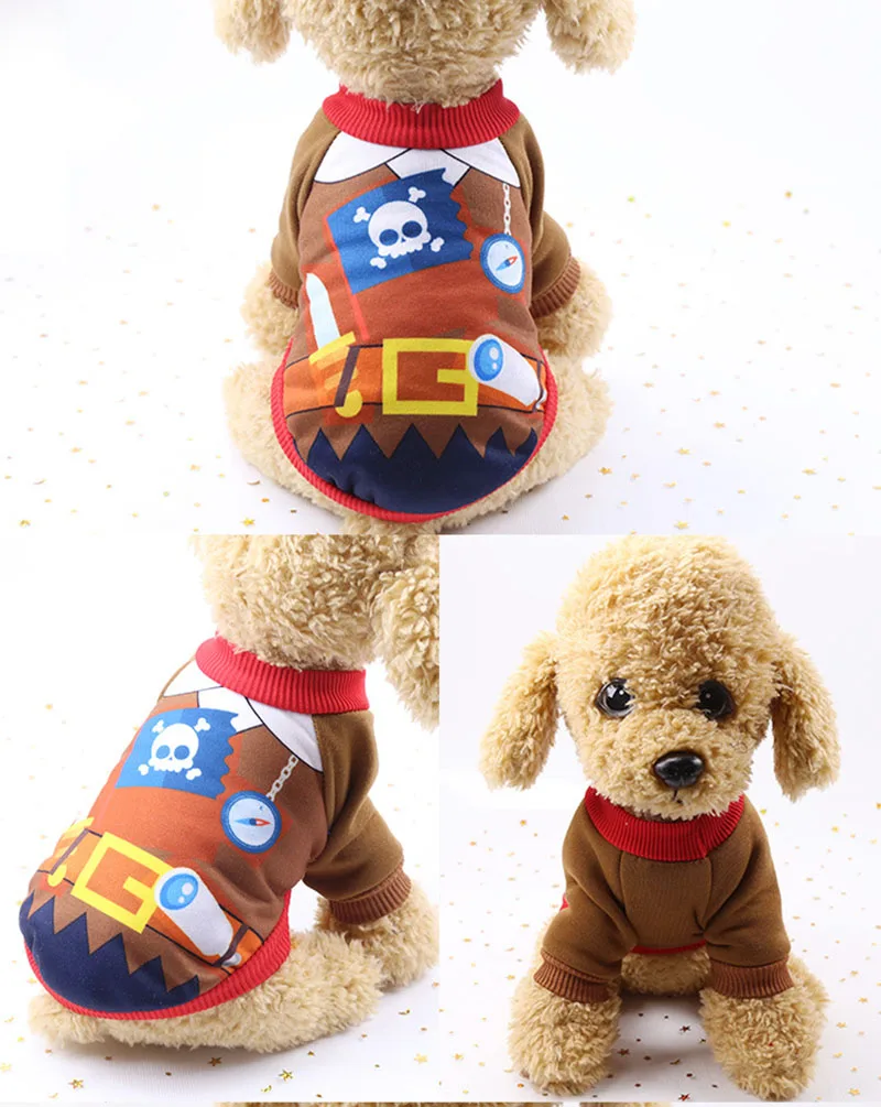 D2 модная зимняя одежда для собак с рисунком героев мультфильмов, изделия для кошек и щенков, худи, пальто, свитер на флисе, наряды для