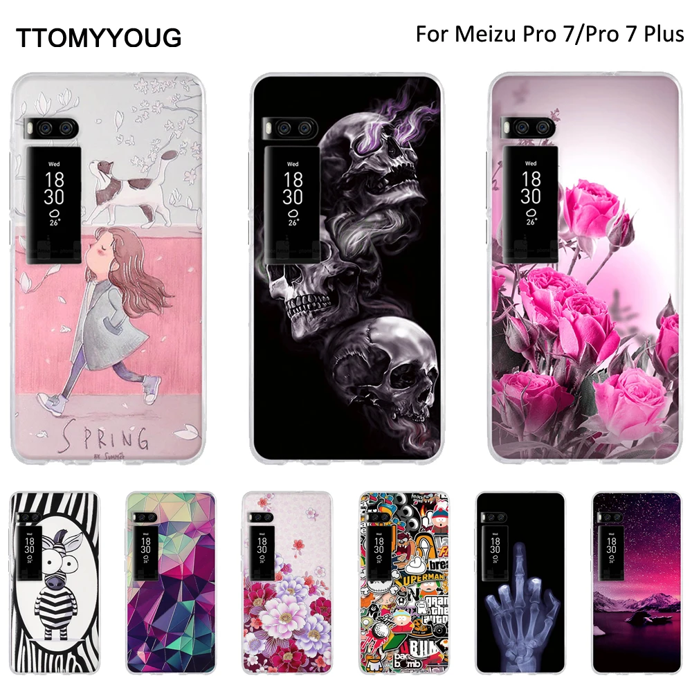 

TPU Case For Meizu Pro 7 Plus Soft Silicone Cover For Meizu Pro7 Back Phone Cases Shells For Meizu Pro 7 Fundas Print Shells
