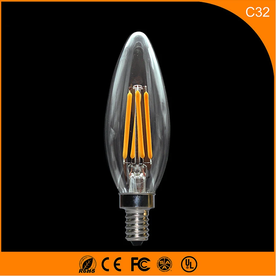 

50PCS 3W E14 E12 LED Bulbs ,C32 LED Filament Candle Bulbs 360 Degree Light Lamp Vintage pendant lamps AC220V