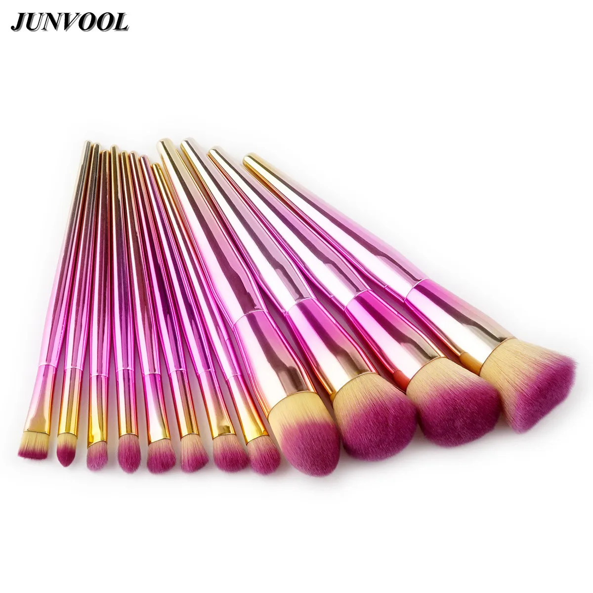 Pink 12Pcs Makeup Brushes Set Power Foundation Blending Contour Blush