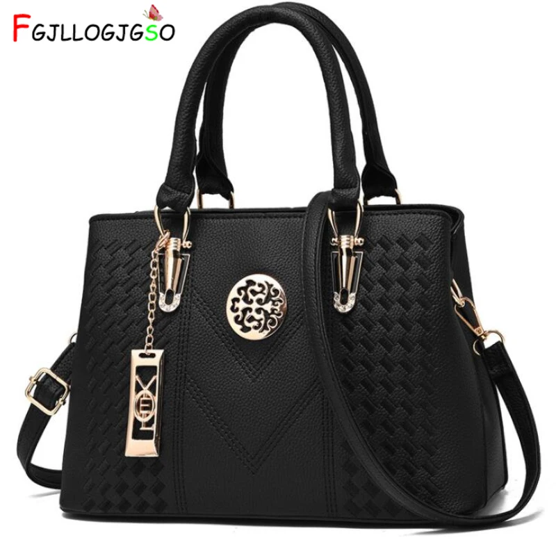 FGJLLOGJGSO Embroidery Messenger Bag Brand Women Handbags Leather Female Crossbody Shoulder Bag Lad
