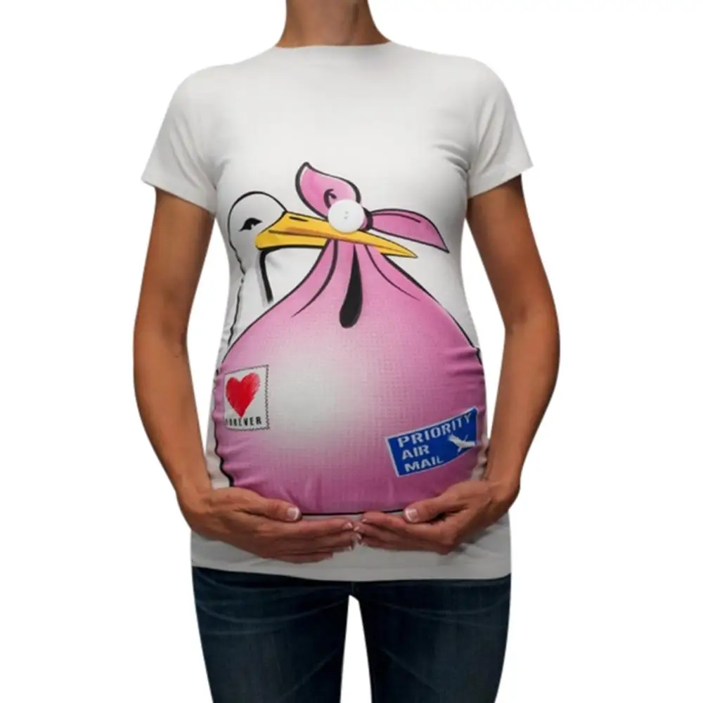 Одежда для грудного вскармливания; Милая Повседневная футболка с коротким рукавом и забавным принтом для беременных; топы для беременных; футболка для малышей; A1 - Цвет: Розовый